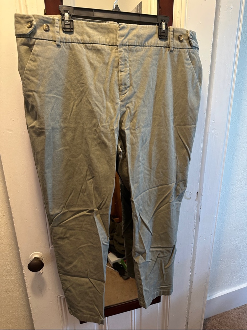 Women's Cotton Blend Chino Pants in Olive